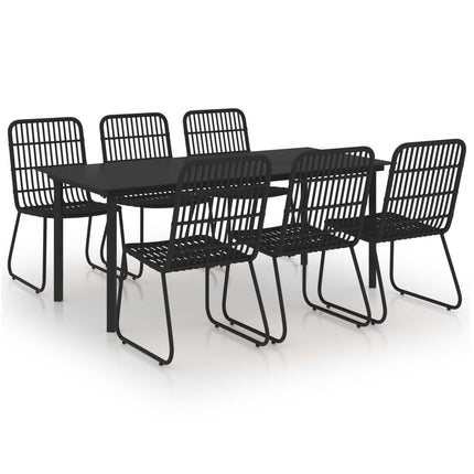 Set da Pranzo da Giardino 7 pz in Polyrattan e Vetro