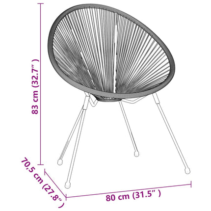 Set da Pranzo per Giardino 3 pz in Rattan PVC Nero