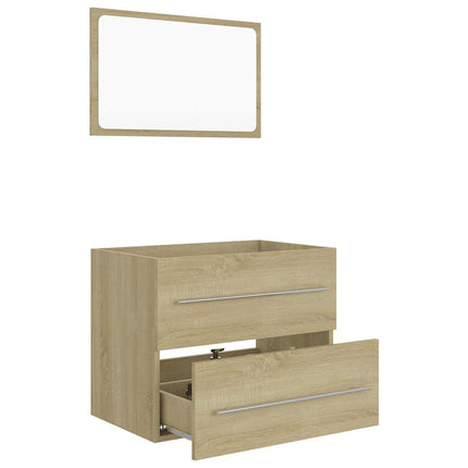Set Mobili da Bagno 2 pz Rovere Sonoma in Truciolato