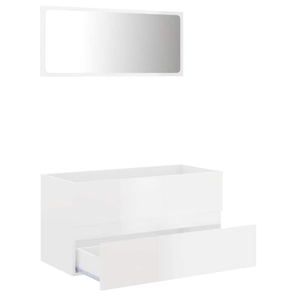 Set Mobili da Bagno 2 pz Bianco Lucido in Legno Multistrato