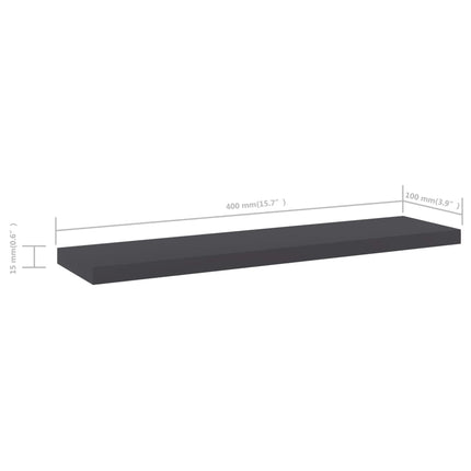 Ripiani per Libreria 4pz Grigi 40x10x1,5cm in Legno Multistrato