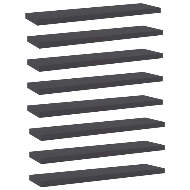 Ripiani per Libreria 8pz Grigi 40x10x1,5cm in Legno Multistrato