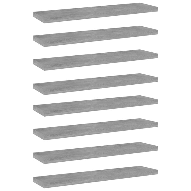 Ripiani per Libreria 8pz Grigio Cemento 40x10x1,5cm Multistrato