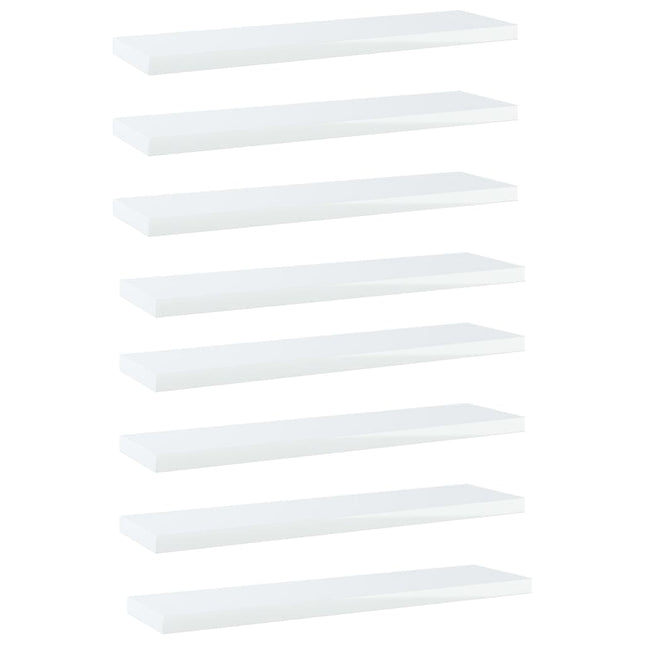 Ripiani per Libreria 8pz Bianco Lucido 40x10x1,5cm Multistrato