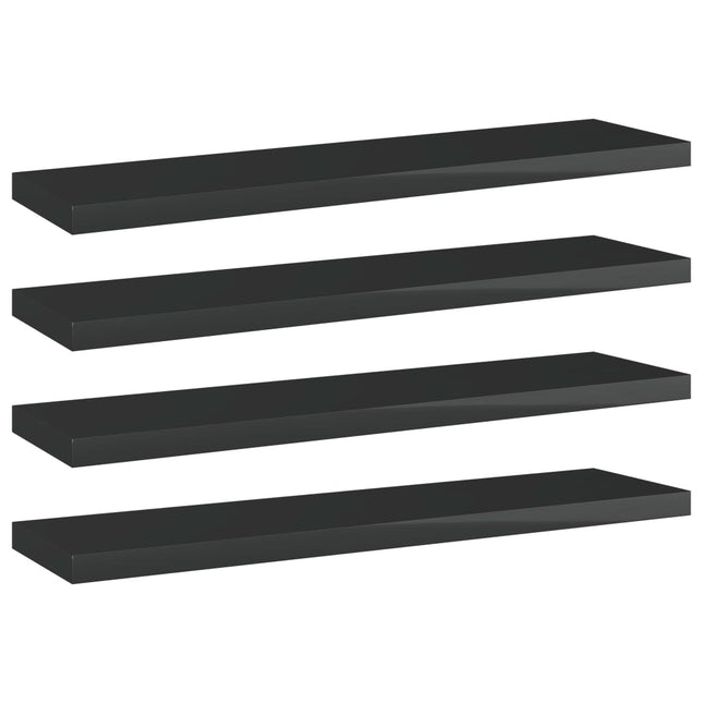 Ripiani per Libreria 4pz Nero Lucido 40x10x1,5cm Multistrato