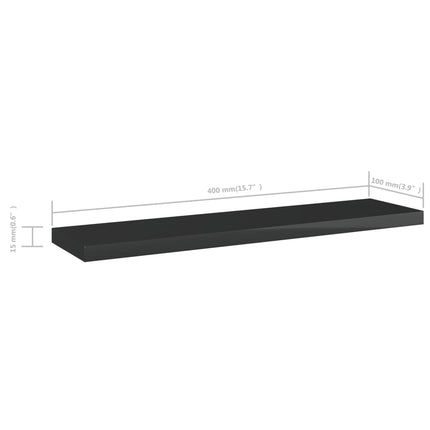 Ripiani per Libreria 4pz Nero Lucido 40x10x1,5cm Multistrato