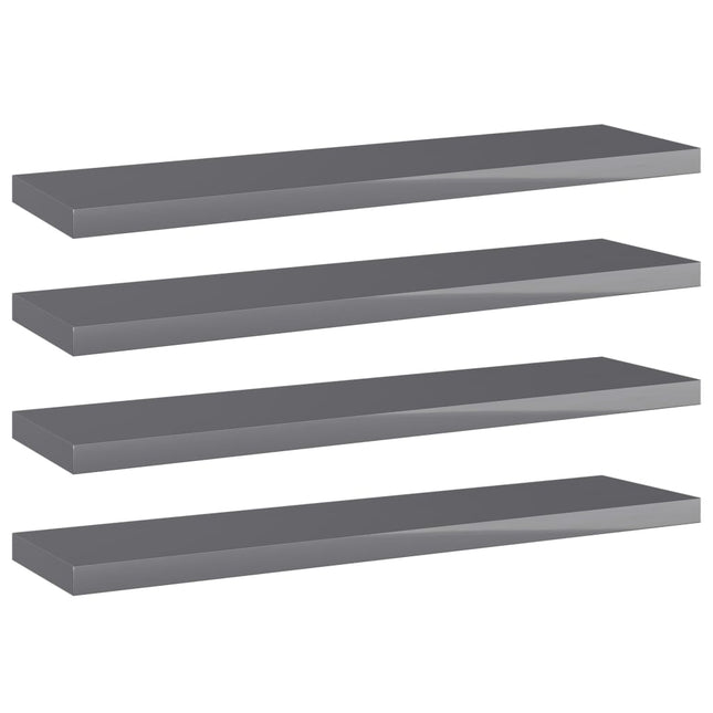 Ripiani per Libreria 4pz Grigio Lucido 40x10x1,5cm Multistrato