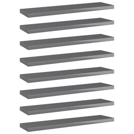 Ripiani per Libreria 8pz Grigio Lucido 40x10x1,5cm Multistrato