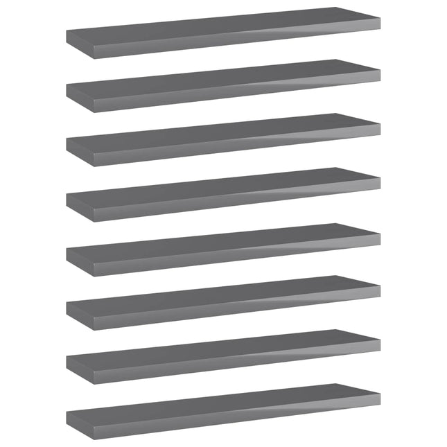 Ripiani per Libreria 8pz Grigio Lucido 40x10x1,5cm Multistrato