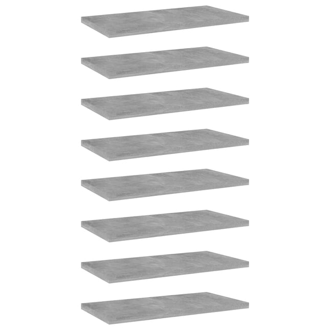Ripiani per Libreria 8pz Grigio Cemento 40x20x1,5cm Multistrato