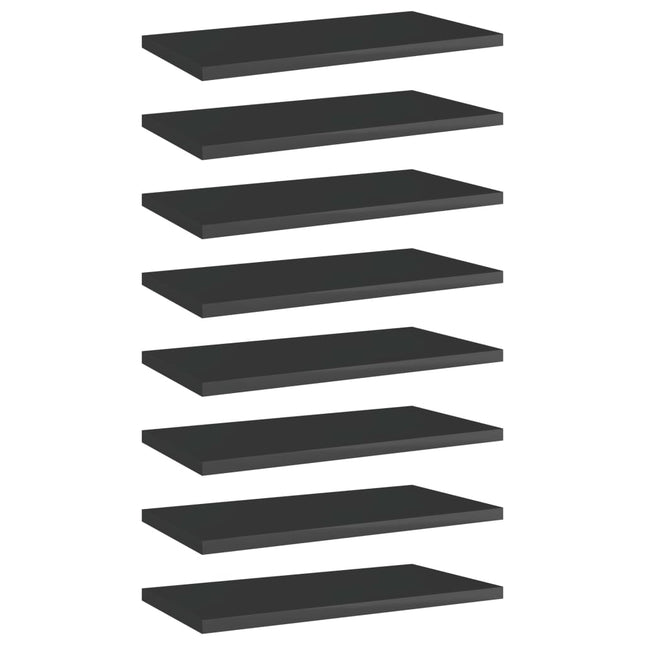 Ripiani per Libreria 8pz Nero Lucido 40x20x1,5cm Multistrato