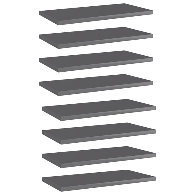 Ripiani per Libreria 8pz Grigio Lucido 40x20x1,5cm Multistrato