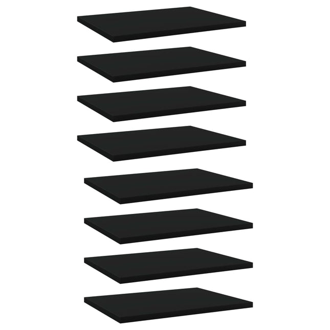 Ripiani per Libreria 8pz Neri 40x30x1,5cm in Legno Multistrato