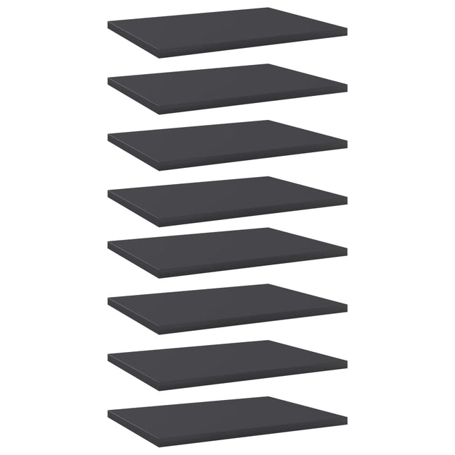 Ripiani per Libreria 8pz Grigi 40x30x1,5cm in Legno Multistrato