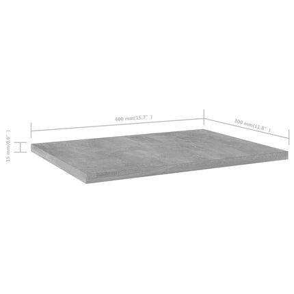 Ripiani per Libreria 8pz Grigio Cemento 40x30x1,5cm Multistrato