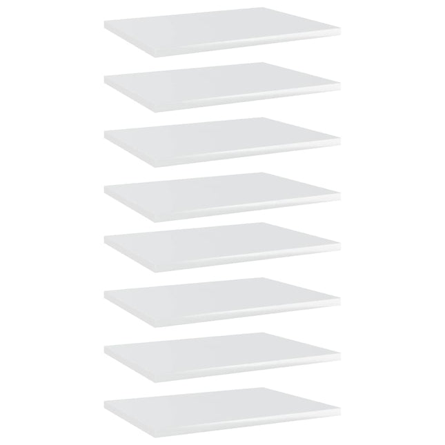 Ripiani per Libreria 8pz Bianco Lucido 40x30x1,5cm Multistrato