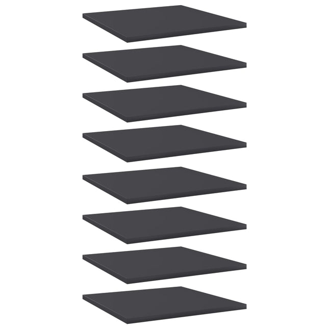 Ripiani per Libreria 8pz Grigi 40x40x1,5cm in Legno Multistrato