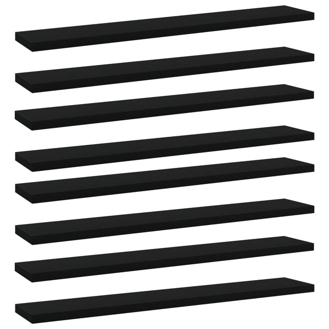 Ripiani per Libreria 8pz Neri 60x10x1,5cm in Legno Multistrato