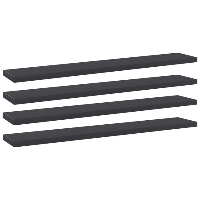 Ripiani per Libreria 4pz Grigi 60x10x1,5cm in Legno Multistrato
