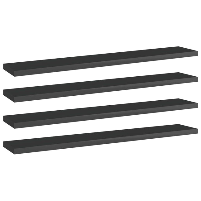 Ripiani per Libreria 4pz Nero Lucido 60x10x1,5cm Multistrato