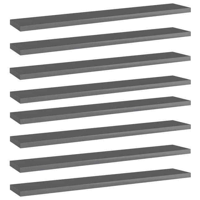 Ripiani per Libreria 8pz Grigio Lucido 60x10x1,5cm Multistrato