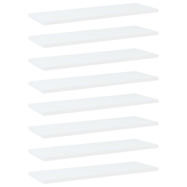 Ripiani per Libreria 8pz Bianchi 60x20x1,5 cm Legno Multistrato