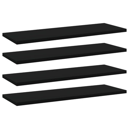 Ripiani per Libreria 4pz Neri 60x20x1,5cm in Legno Multistrato