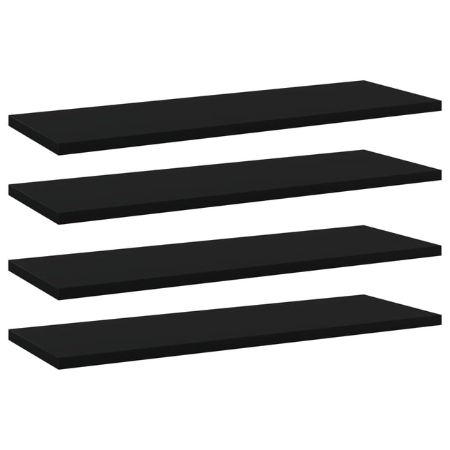 Ripiani per Libreria 4pz Neri 60x20x1,5cm in Legno Multistrato