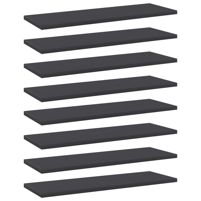 Ripiani per Libreria 8pz Grigi 60x20x1,5cm in Legno Multistrato