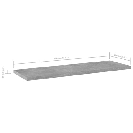Ripiani per Libreria 4pz Grigio Cemento 60x20x1,5cm Multistrato