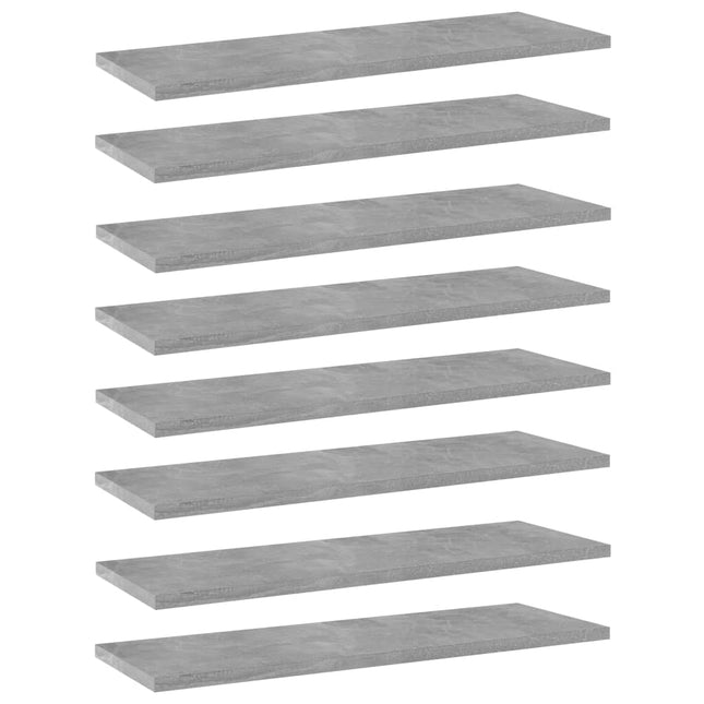 Ripiani per Libreria 8pz Grigio Cemento 60x20x1,5cm Multistrato