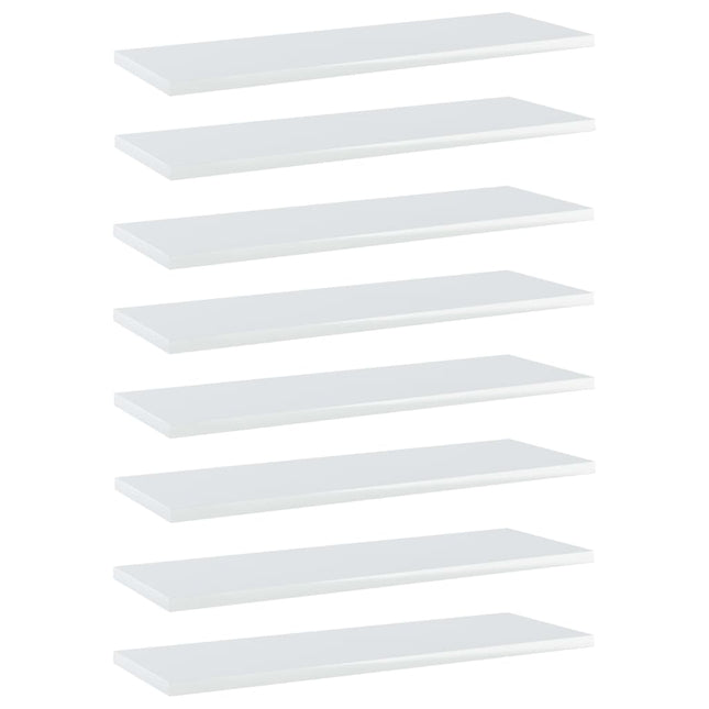Ripiani per Libreria 8pz Bianco Lucido 60x20x1,5cm Multistrato