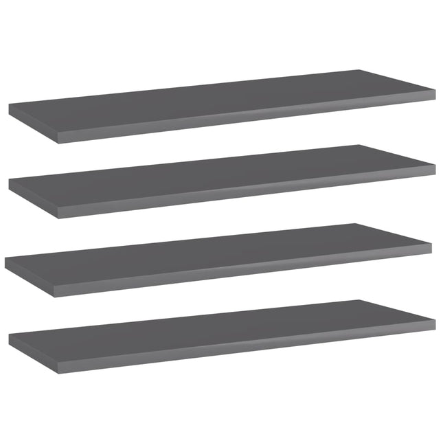 Ripiani per Libreria 4pz Grigio Lucido 60x20x1,5cm Multistrato