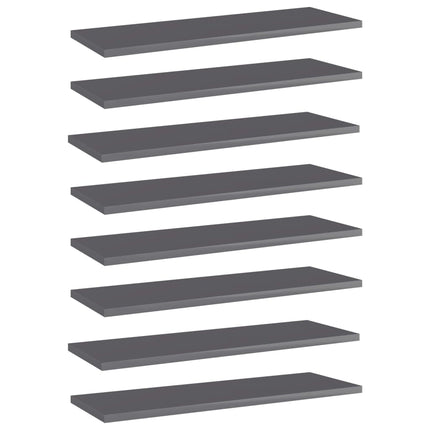 Ripiani per Libreria 8pz Grigio Lucido 60x20x1,5cm Multistrato