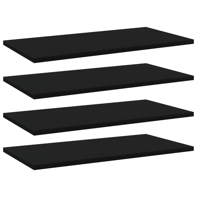 Ripiani per Libreria 4pz Neri 60x30x1,5cm in Legno Multistrato