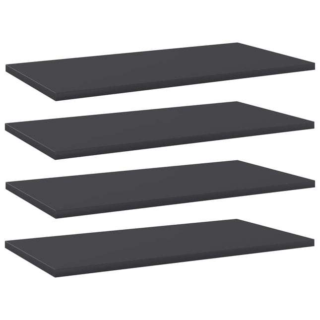 Ripiani per Libreria 4pz Grigi 60x30x1,5cm in Legno Multistrato
