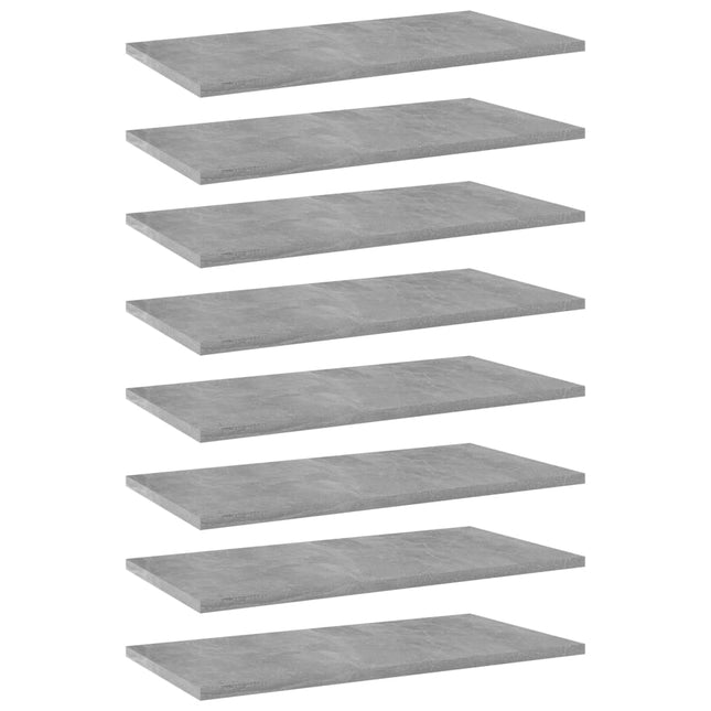 Ripiani per Libreria 8pz Grigio Cemento 60x30x1,5cm Multistrato