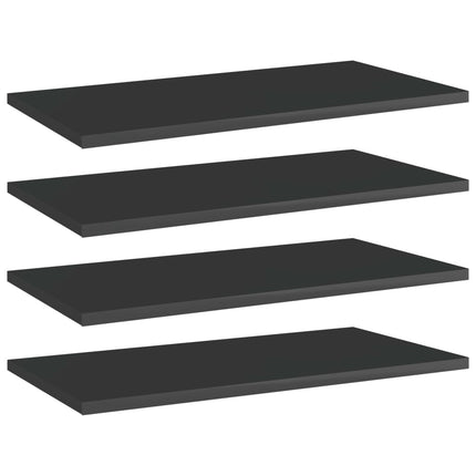 Ripiani per Libreria 4pz Nero Lucido 60x30x1,5cm Multistrato