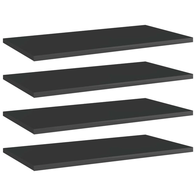 Ripiani per Libreria 4pz Nero Lucido 60x30x1,5cm Multistrato