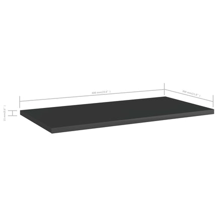 Ripiani per Libreria 4pz Nero Lucido 60x30x1,5cm Multistrato