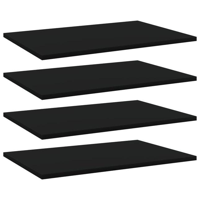 Ripiani per Libreria 4pz Neri 60x40x1,5cm in Legno Multistrato