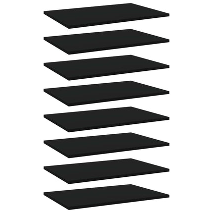Ripiani per Libreria 8pz Neri 60x40x1,5cm in Legno Multistrato