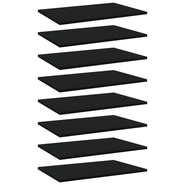 Ripiani per Libreria 8pz Neri 60x40x1,5cm in Legno Multistrato