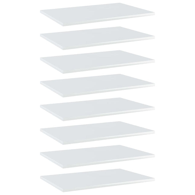 Ripiani per Libreria 8pz Bianco Lucido 60x40x1,5cm Multistrato