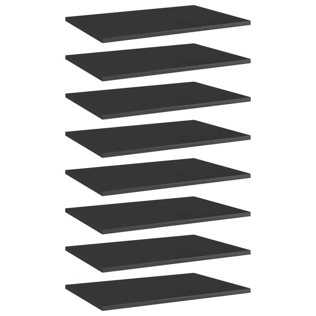 Ripiani per Libreria 8pz Nero Lucido 60x40x1,5cm Multistrato
