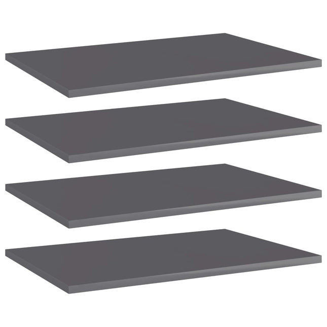 Ripiani per Libreria 4pz Grigio Lucido 60x40x1,5cm Multistrato