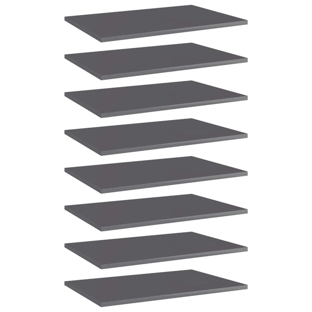 Ripiani per Libreria 8pz Grigio Lucido 60x40x1,5cm Multistrato