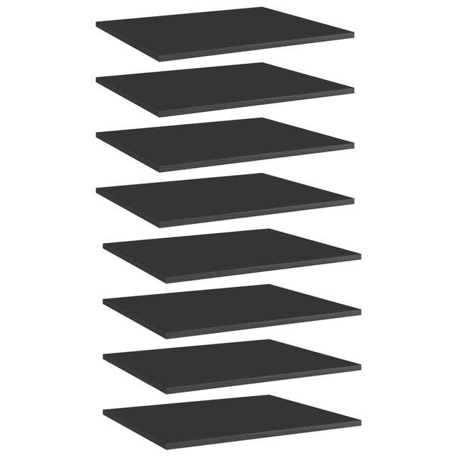 Ripiani per Libreria 8pz Nero Lucido 60x50x1,5cm Multistrato