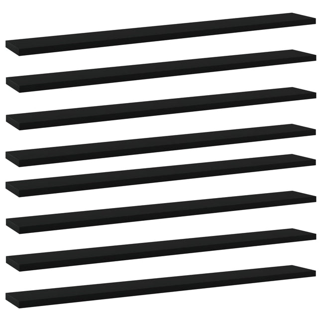 Ripiani per Libreria 8pz Neri 80x10x1,5cm in Legno Multistrato