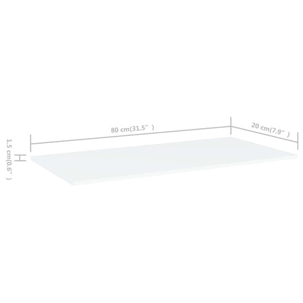 Ripiani per Libreria 8pz Bianchi 80x20x1,5 cm Legno Multistrato